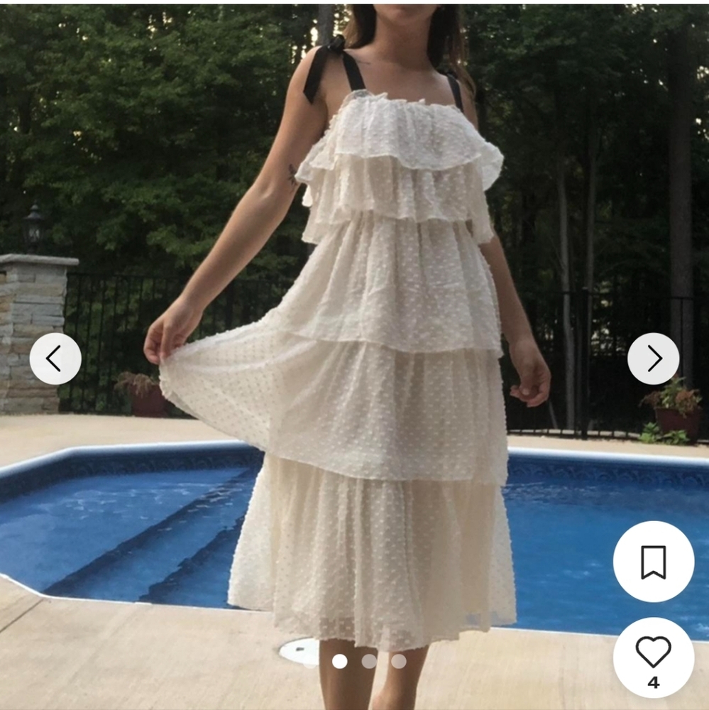 Elegant White Tiered Midi Dress